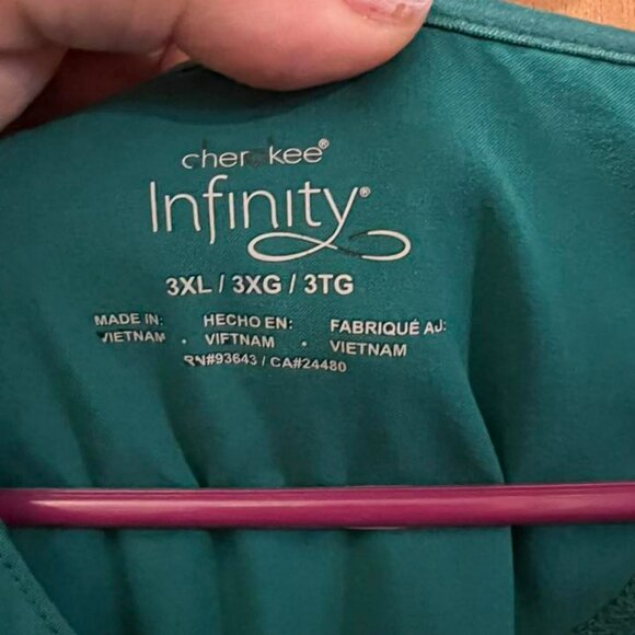 🐻Size 3XL - Cherokee - Dark Teal Short Sleeve Scrub Top - Picture 2 of 7